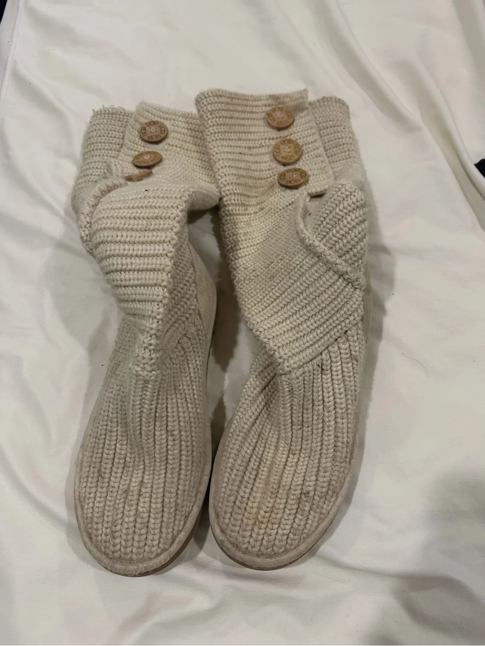 UGG Women's Knit Fold-Over Over-the-Knee Boots in Cream